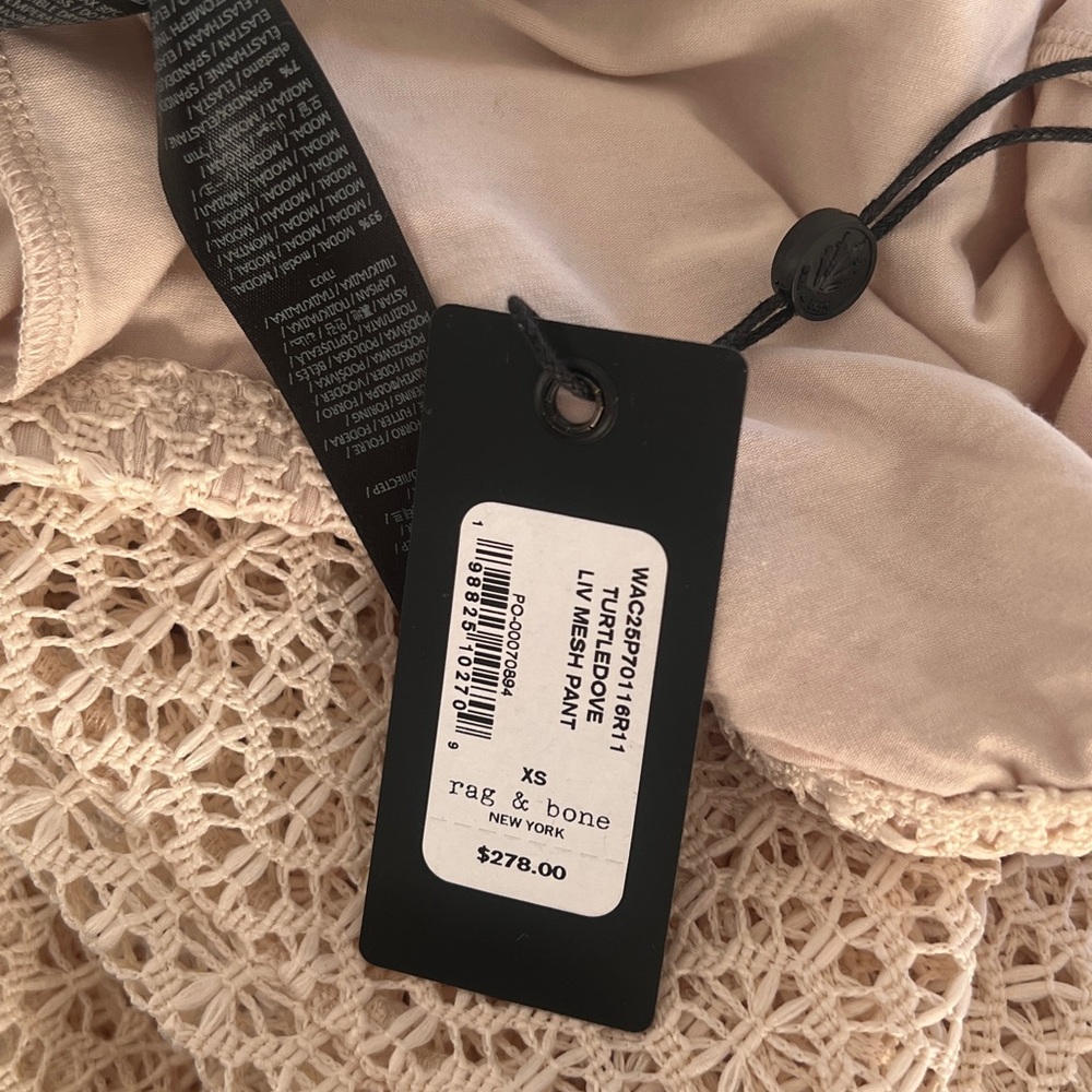 NWT $278 Rag & Bone Cream Crochet Wide Leg Pants Liv  Mesh Turtledove Size XS - Picture 14 of 14